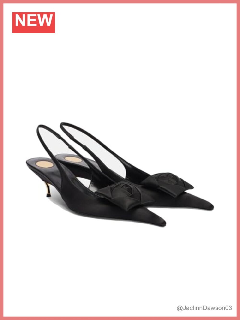 Slingback Heels Floral Appliqués Pointed Toe Satin Kitten Heels Evening Party